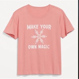 WOMENS  XL(P) MAKE YOUR OWN MAGIC TEE OLD NAVY PEACH GRAPHIC